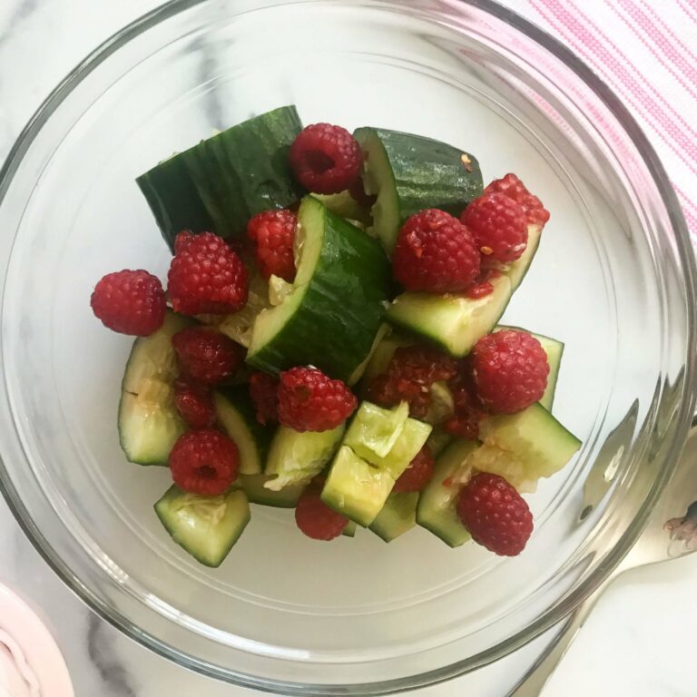 Smashed Cucumber and Raspberry Salad