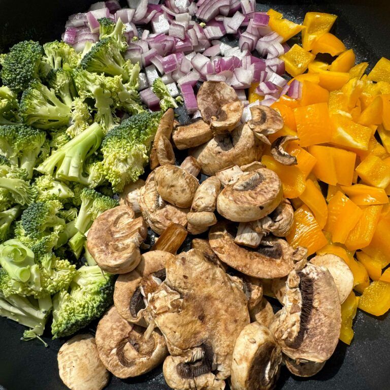 veggies in a skillet.