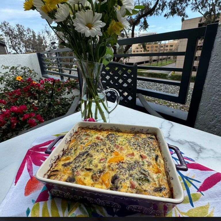baked casserole on table.