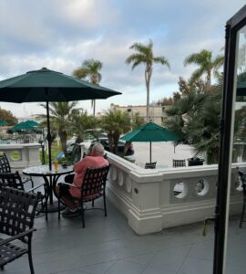 outdoor patio at Glorietta Bay Inn in Coronado.