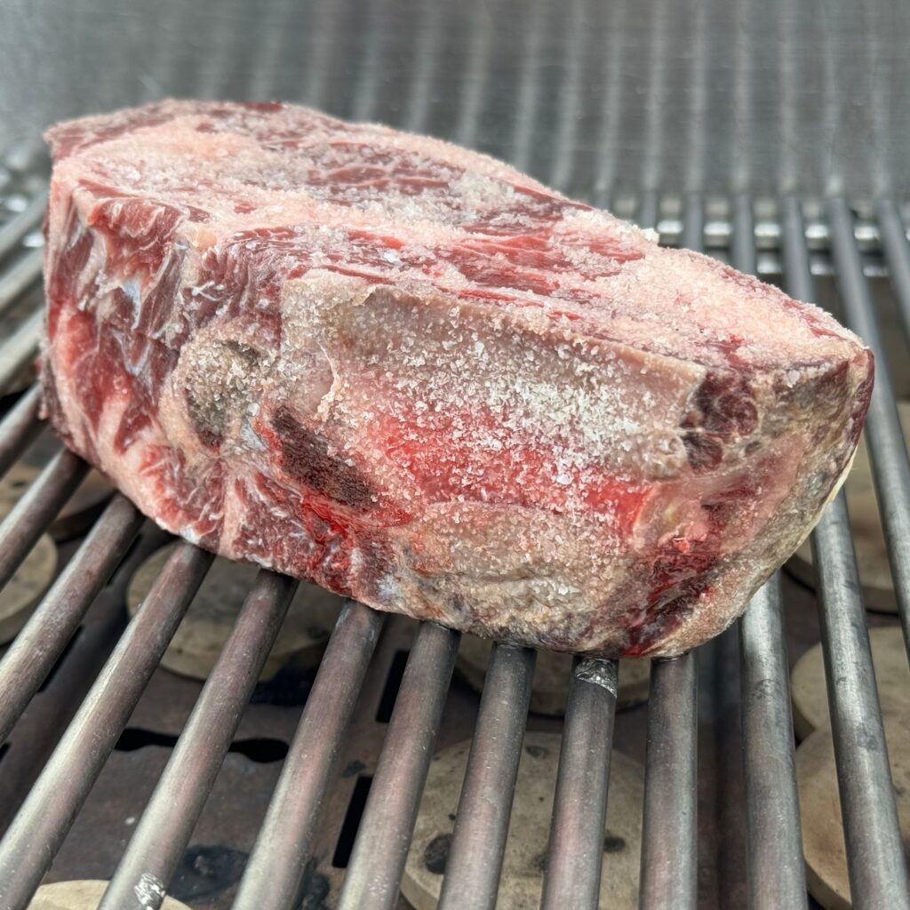 Salted raw steak.