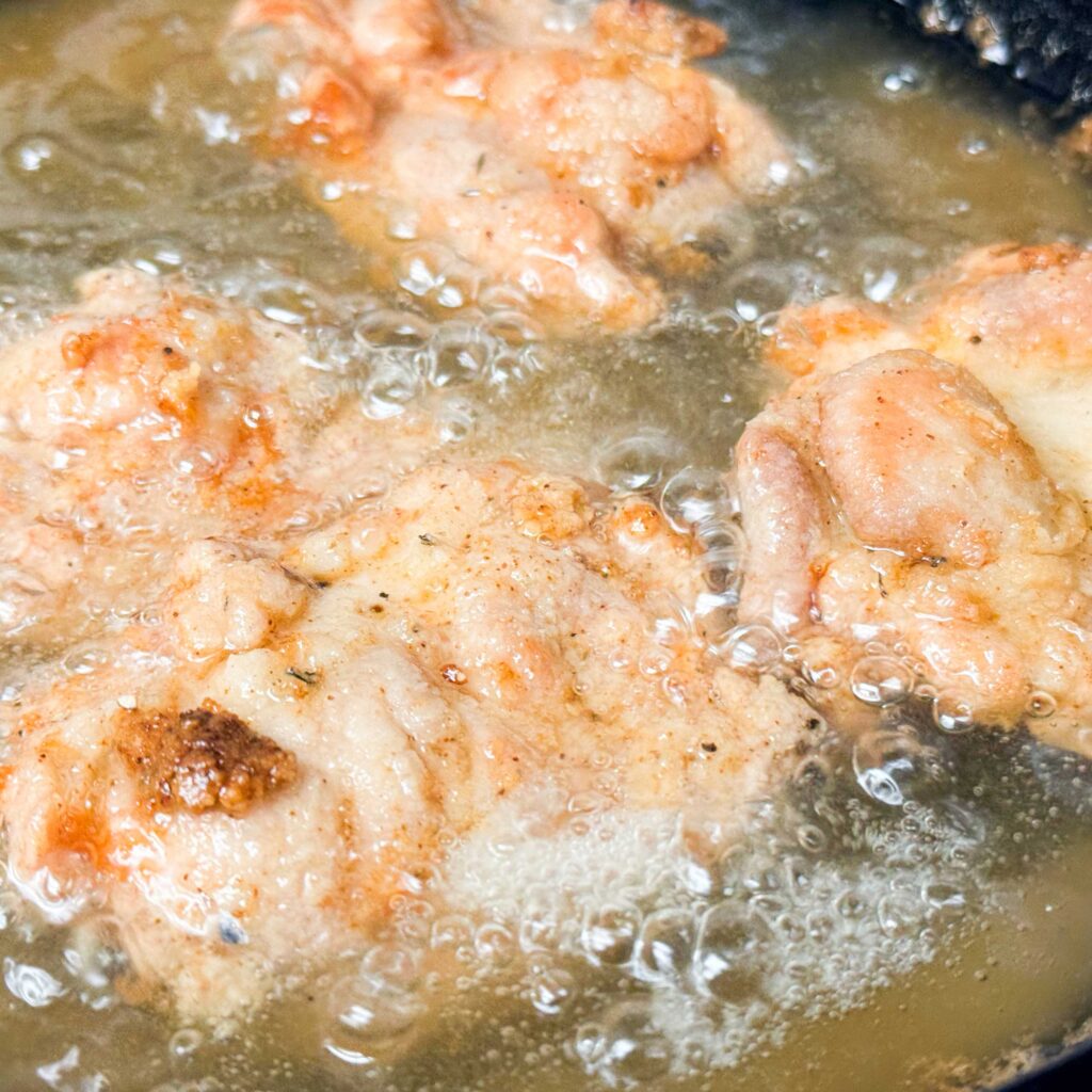 frying chicken.