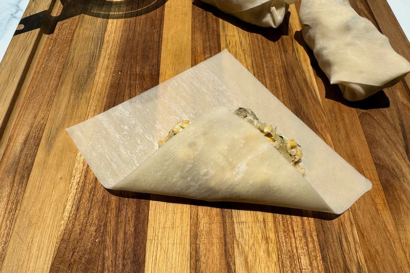 partially folded spring roll.