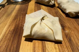 partially folded spring roll.