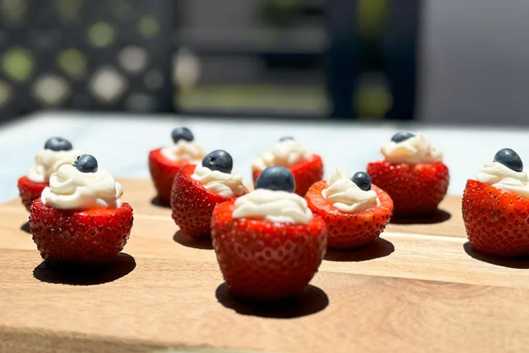 filled strawberries with blueberries.