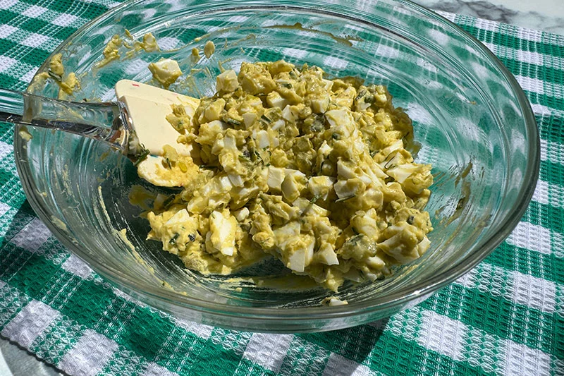 egg salad in a bowl.