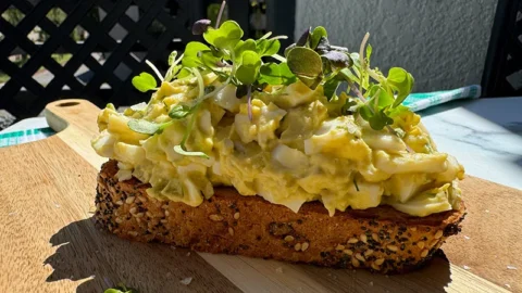 dill pickle egg salad on toast.