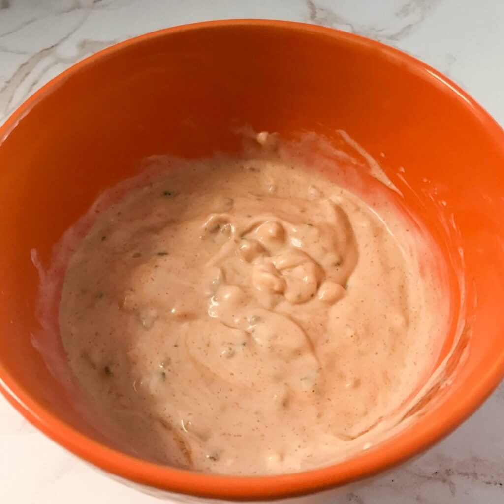 bowl of special sauce for burgers.