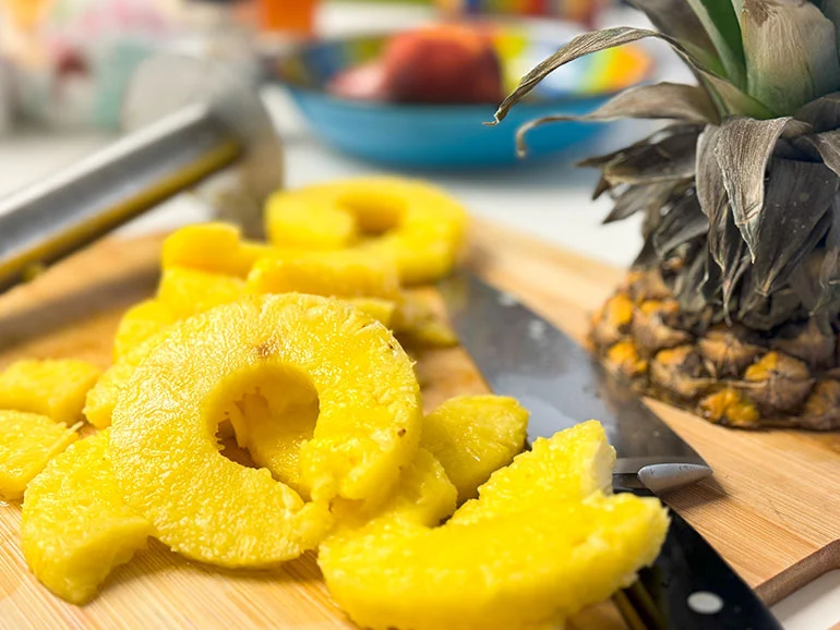 cut pineapple.