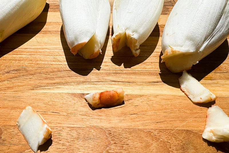 raw endive with cut ends.