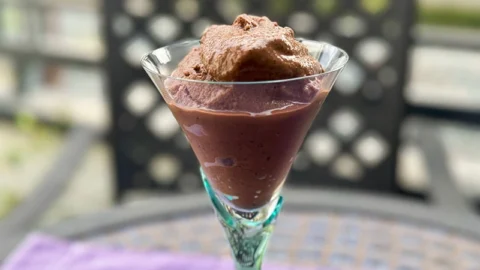 chocolate nice cream in a glass.