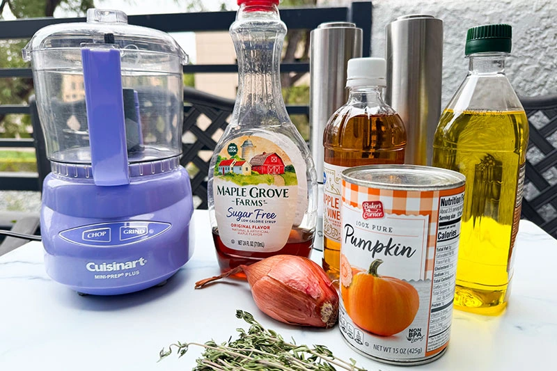 ingredients to make pumpkin maple vinaigrette.