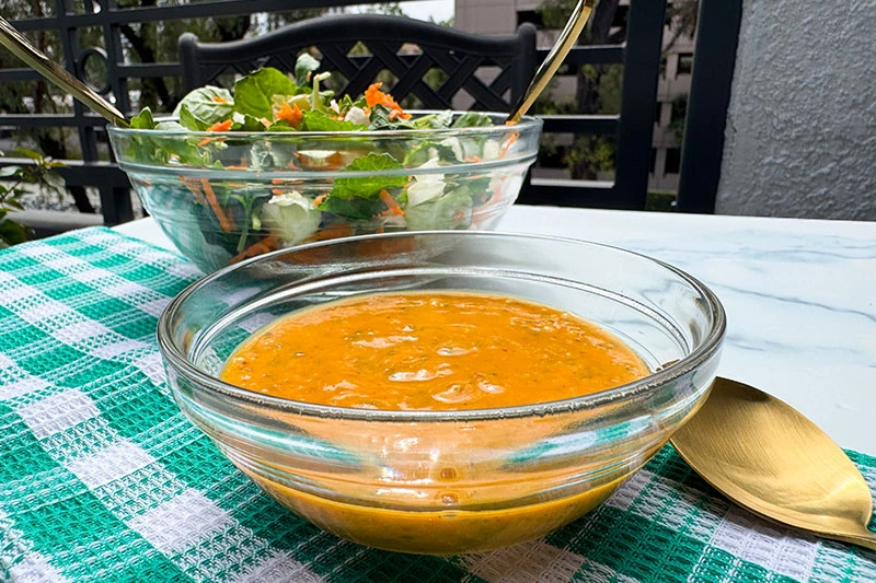 bowl of sugar-free pumpkin maple vinaigrette.