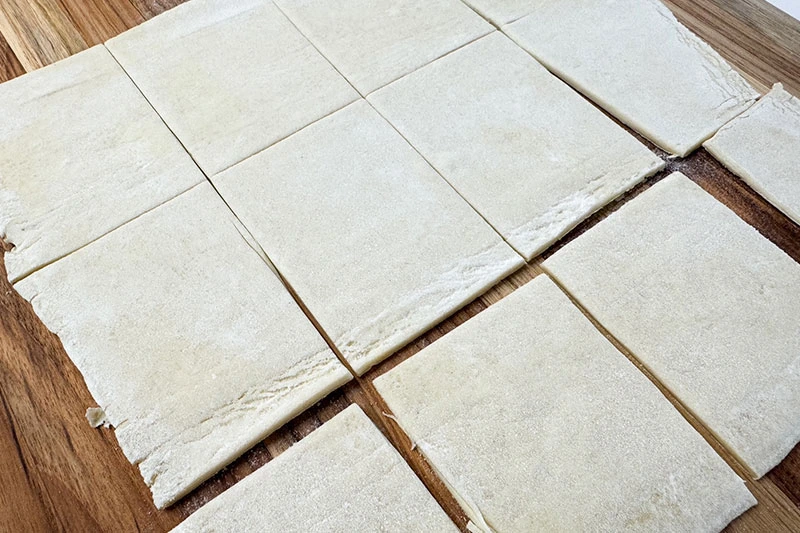 puff pastry cut into squares.