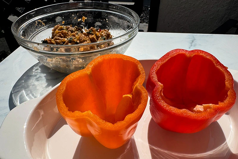 bell peppers ready to be stuffed.