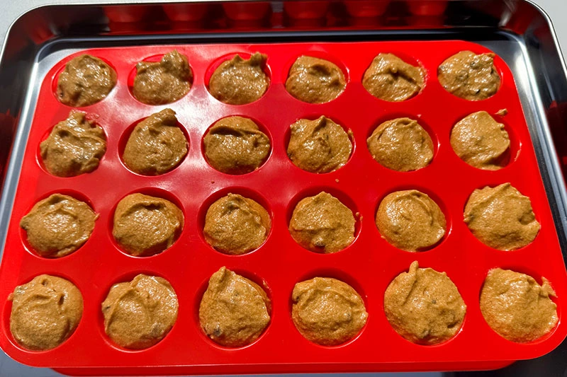 raw batter in muffin tray.