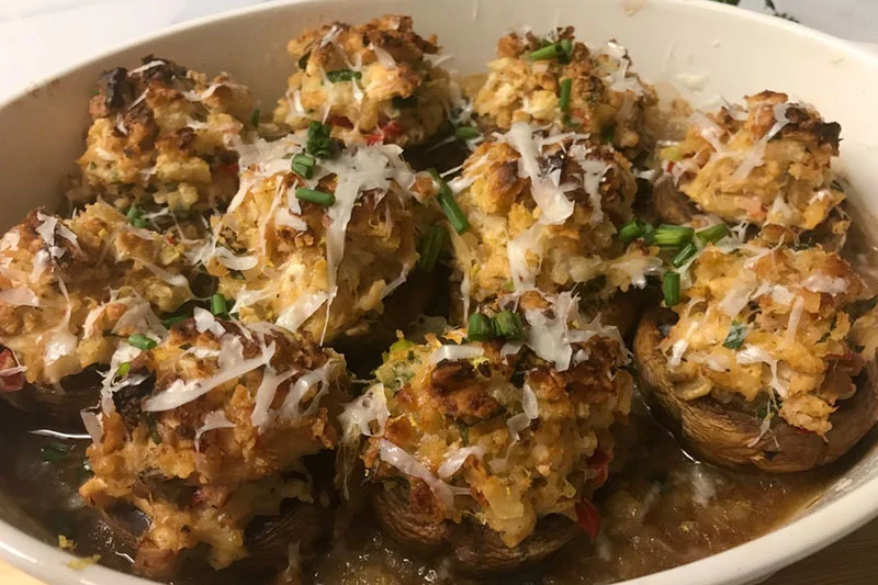 Crab & Shrimp Stuffed Mushrooms