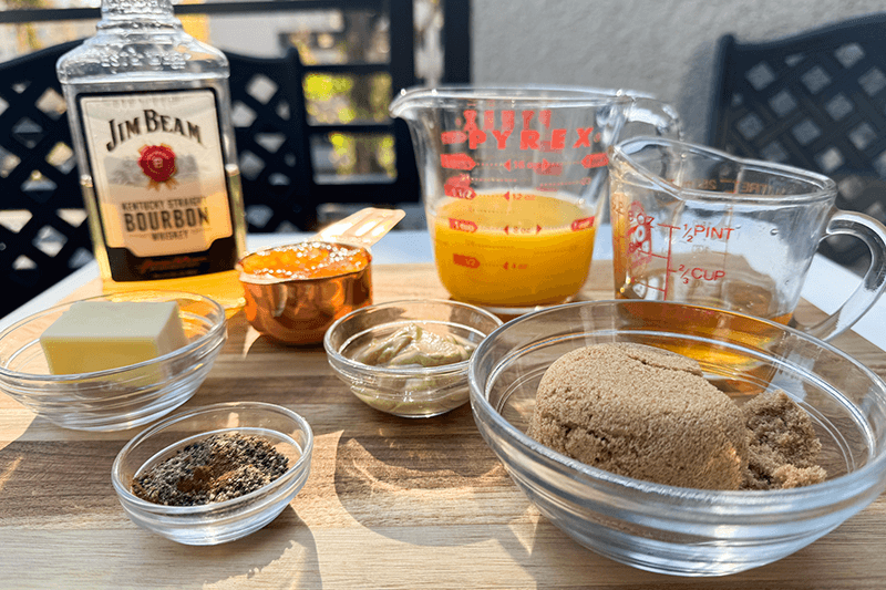 ingredients for spiced marmalade glaze.