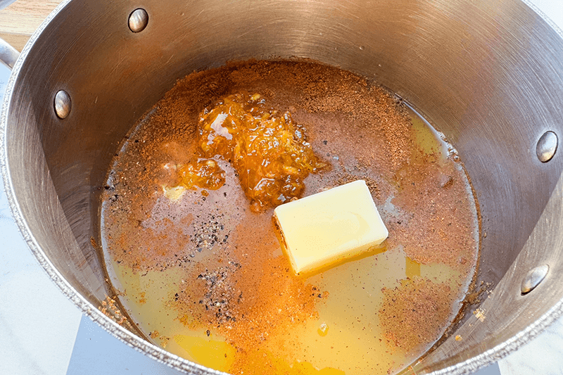 glaze ingredients in a pot.