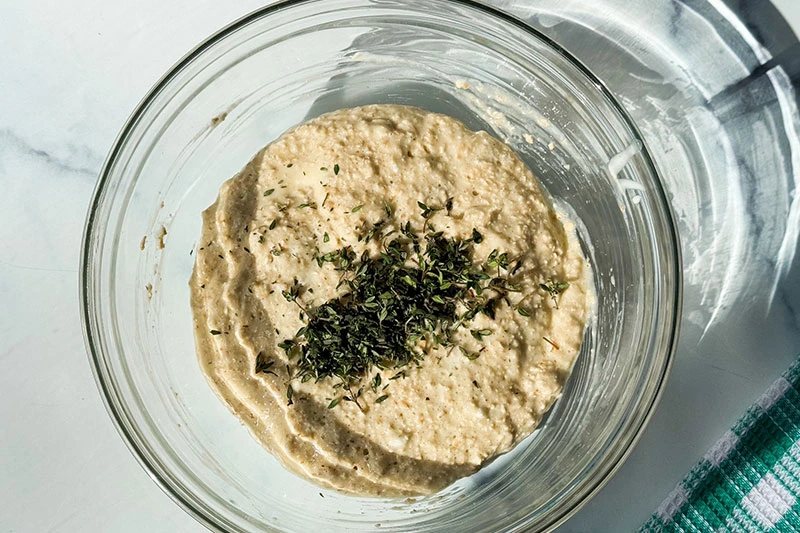 chopped herbs in a bowl.