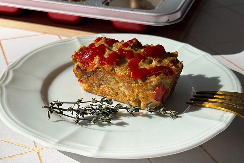 mini turkey meatloaf on plate.