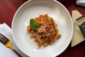 bowl of high protein pasta.