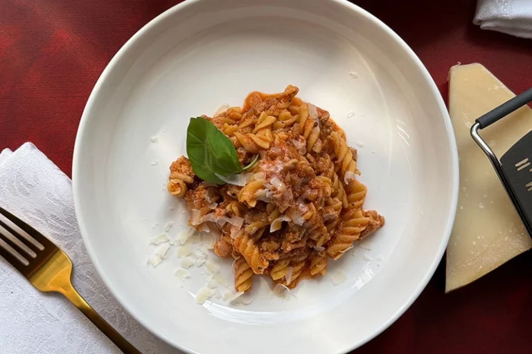 bowl of high protein pasta.