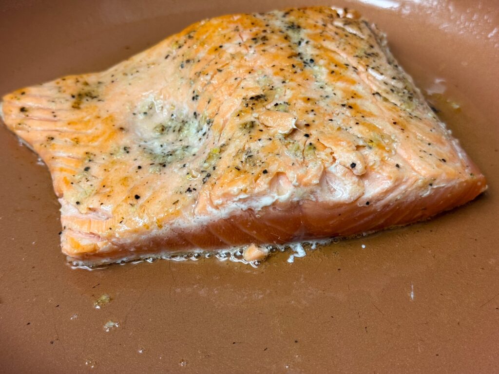 salmon cooking.