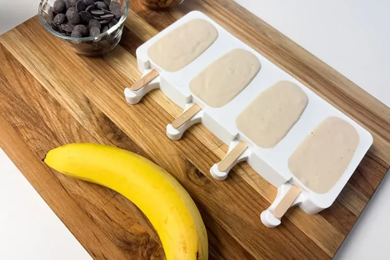 frozen yogurt mixture poured into molds.