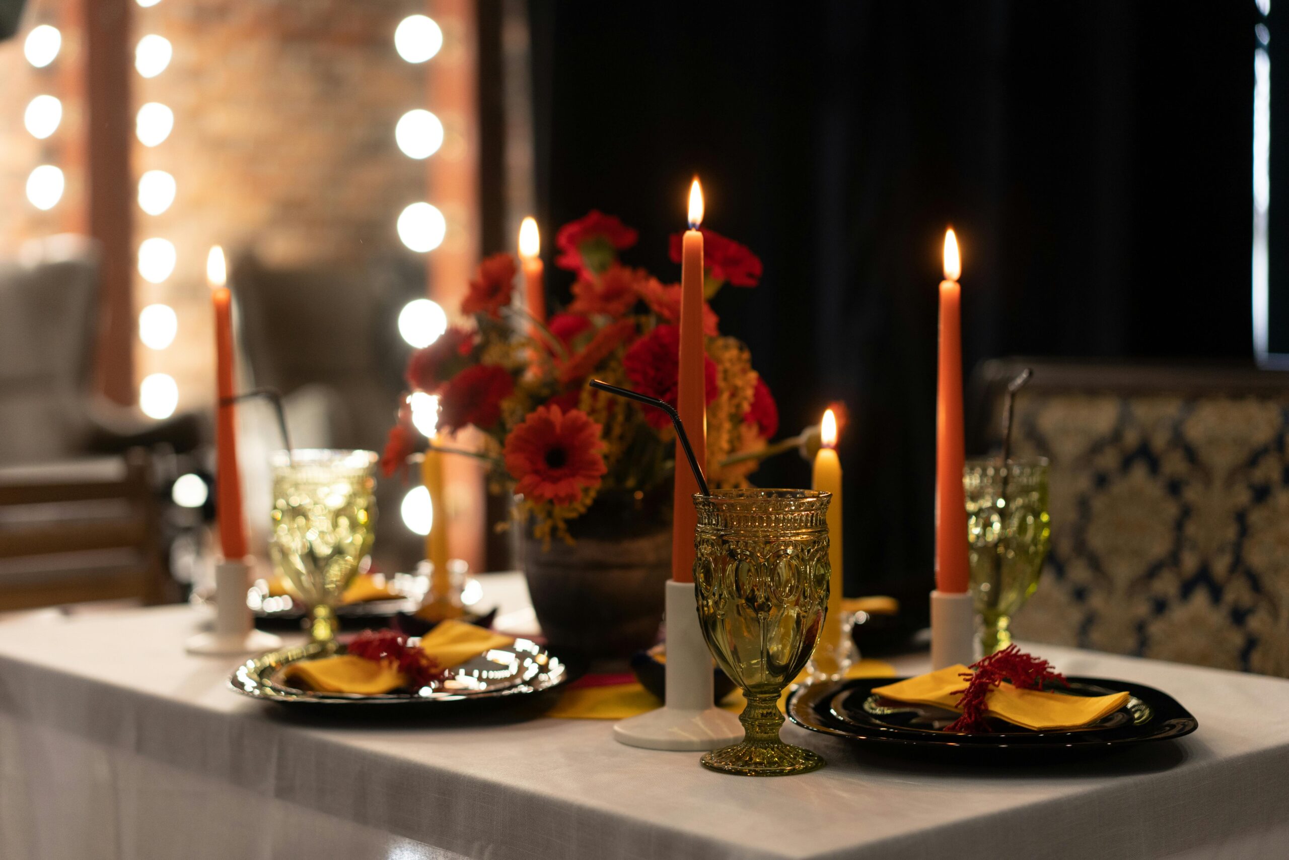 elegant dinner table.
