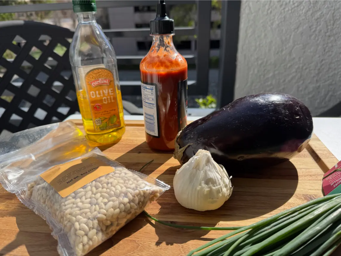 ingredients for roasted eggplant dip.