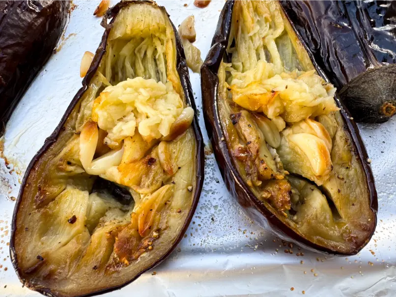scraped eggplant.