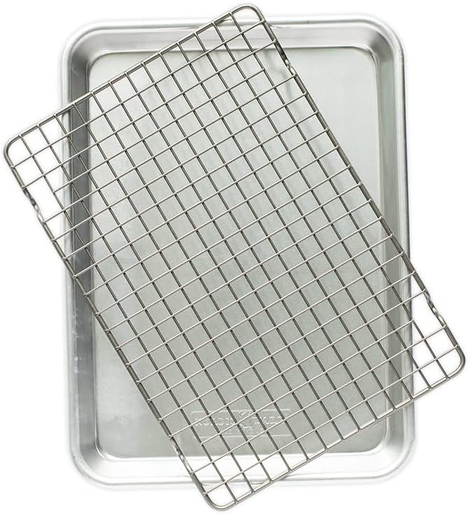 half sheet pan with rack.