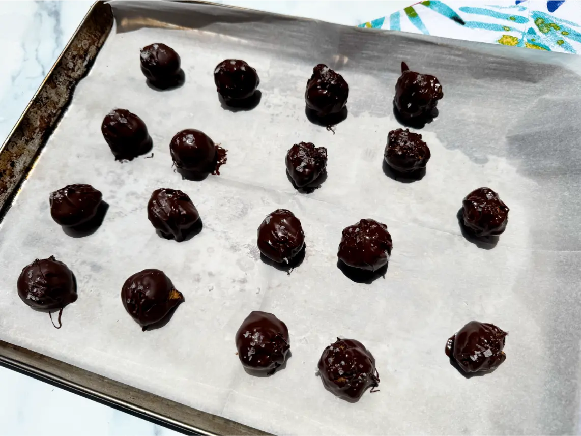 chocolate dipped peanut butter balls.