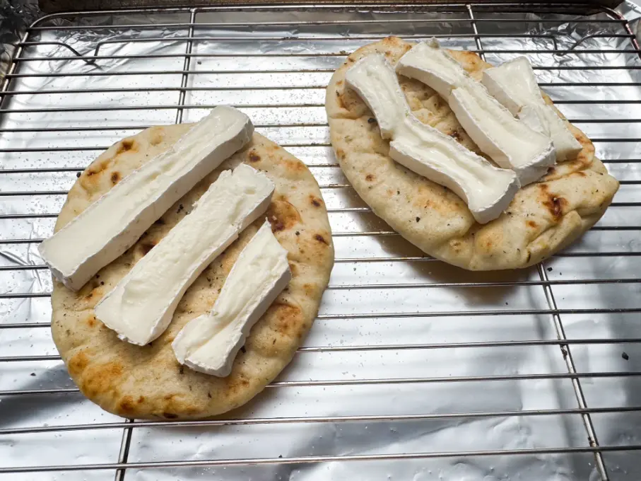 brie on flatbread.