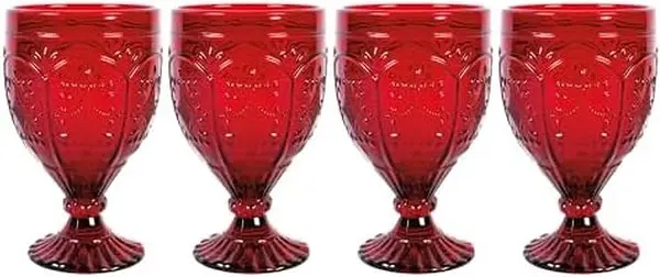 4 Red Holiday Goblets