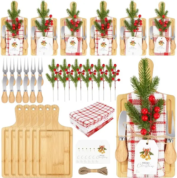 6 piece set of Christmas Wooden Cutting Board Kit.