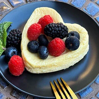 heart shaped individual cheesecake.